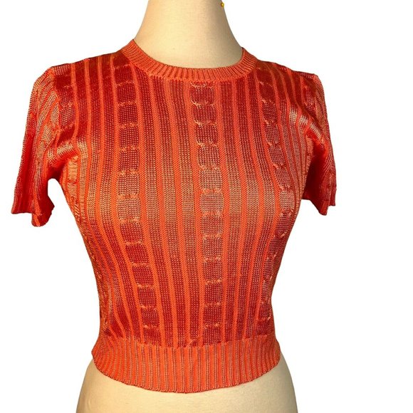 One on One Croped knit Top size small orange - Picture 4 of 13